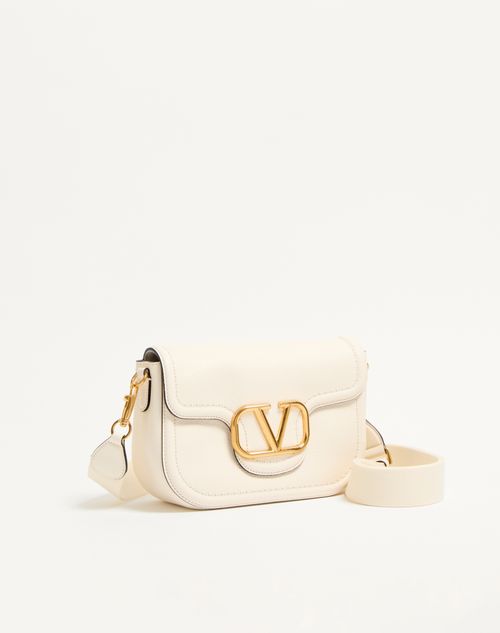 Valentino Garavani - Valentino Garavani Alltime Grainy Calfskin Shoulder Bag - Ivory - Woman - Shoulder Bags